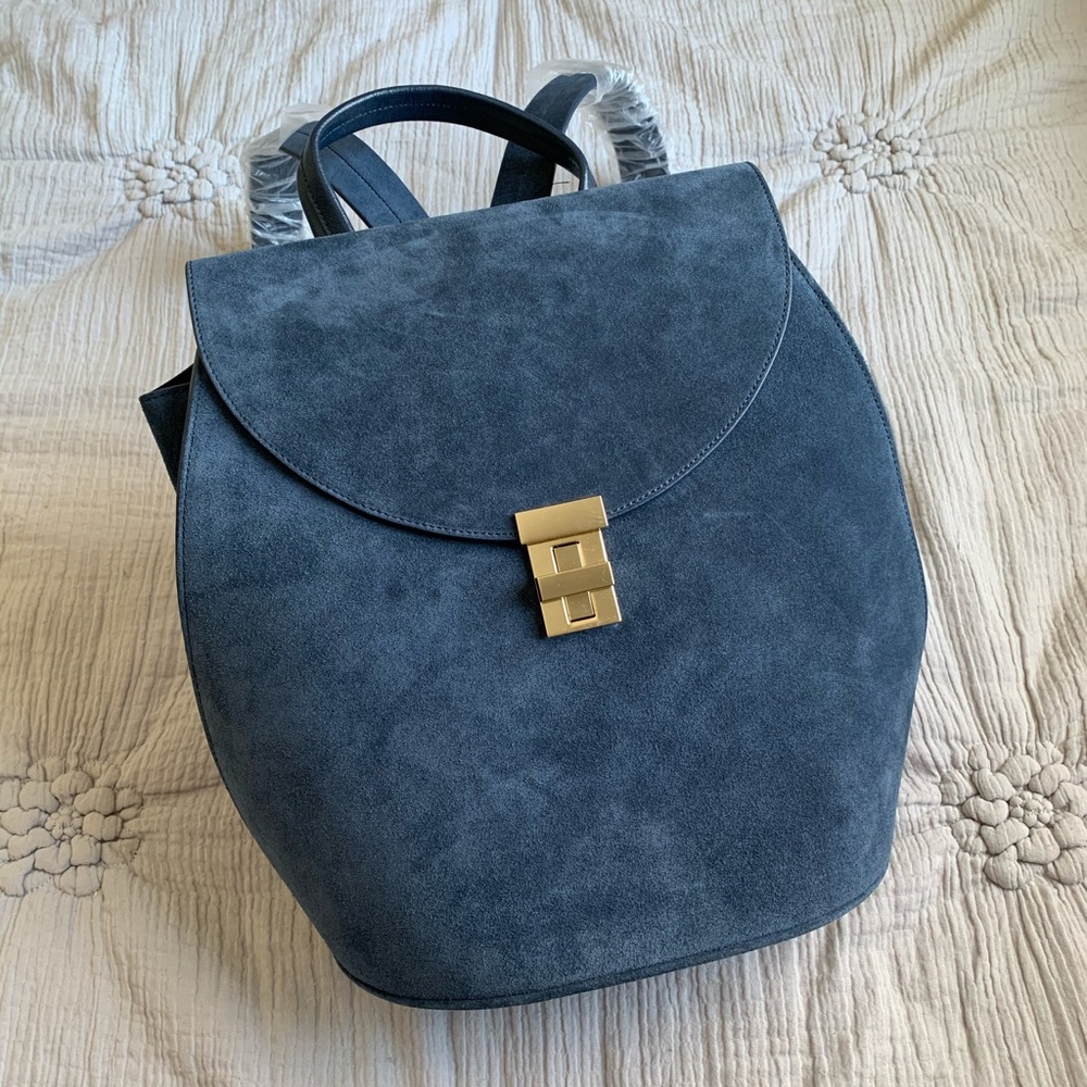 Neely & Chloe No 3 Blue Suede Backpack Hand Bag